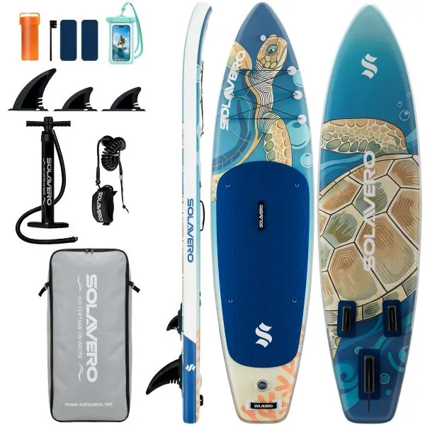 Stand Up Paddle Board 11' Inflatable SUP for Adults, Ecofurnix Blow Up Paddle Board with Non-Slip EVA Deck 500LB Capacity Wide Board for All Skill Levels
