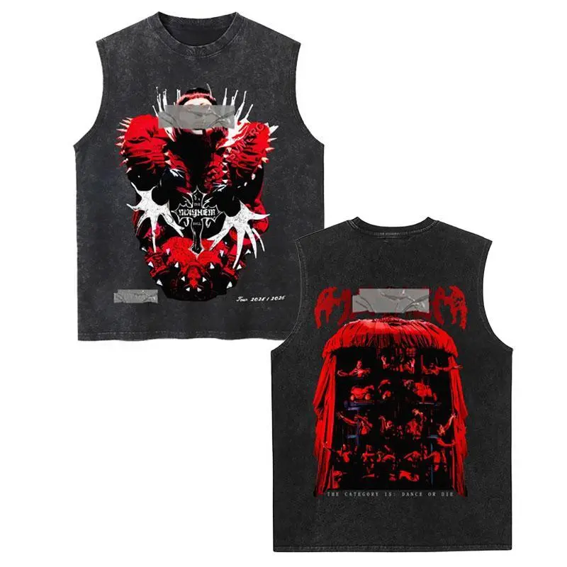 Two Sided Pop Diva Inspired Washed Tank Top, Iconic Pop Star Graphic Gym Essential, Vintage Cotton Sleeveless Streetwear Shirt