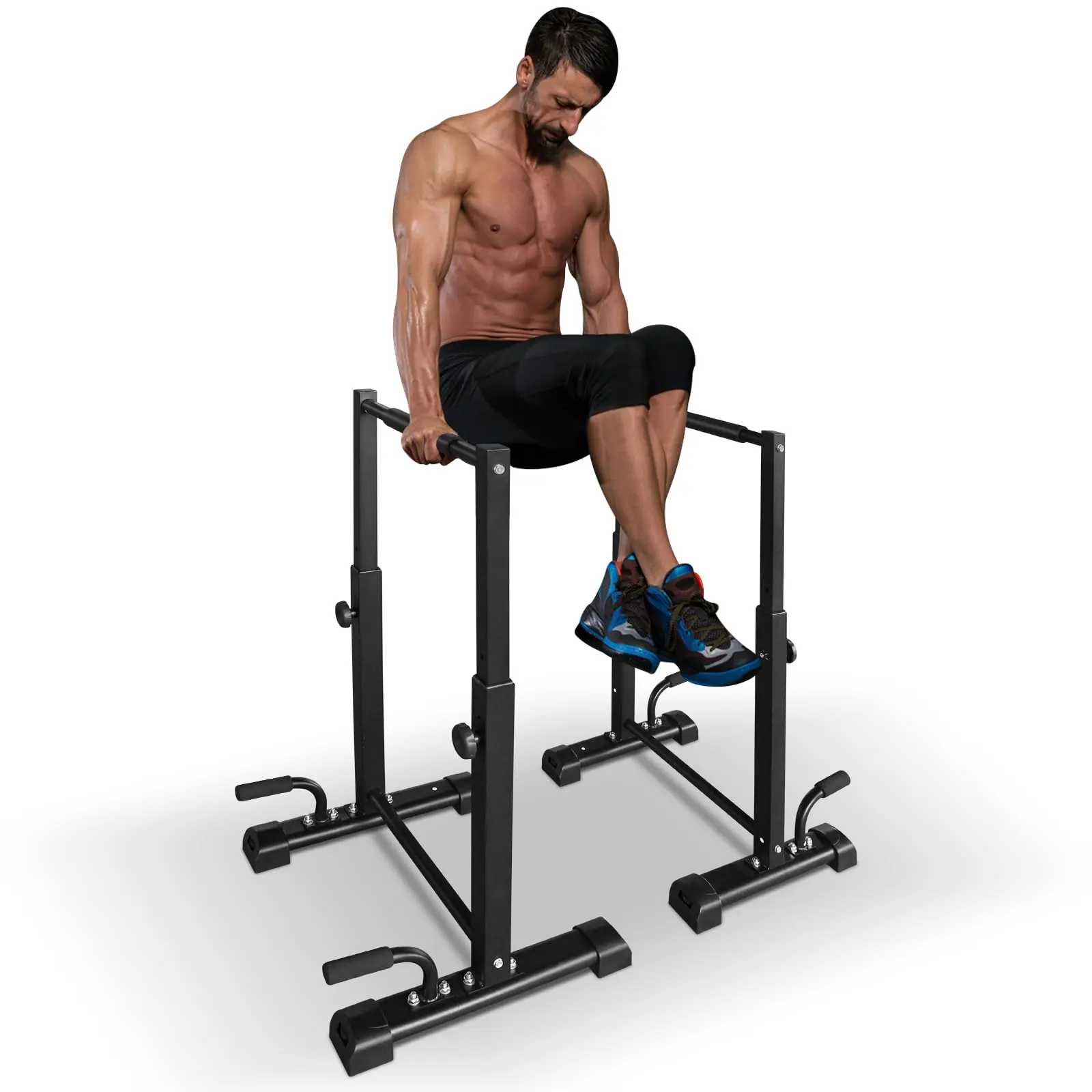 FIZCKEOM Dip Bar Station Set, 6 Level Adjustable Pull Up Bars, 1200lbs Heave Duty Parallettes Bars, Dip Station for Full Body Workout Fitness
