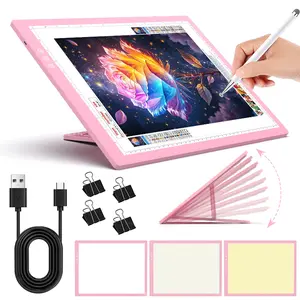 A3 Light Board comzler 6 Levels Stepless Dimmable LED Copy Board with Type-C Cable for Diamond Painting Weeding Vinyl Sketching Animation Ultra-Thin 6500K Brightness Magnetic Clip Pen Holder