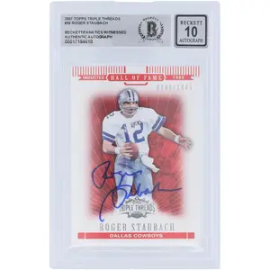Roger Staubach Dallas Cowboys Autographed 2007 Topps Triple Threads #99 #/1449 Beckett Fanatics Witnessed Authenticated 10 Card - Fanatics Authentic Certified