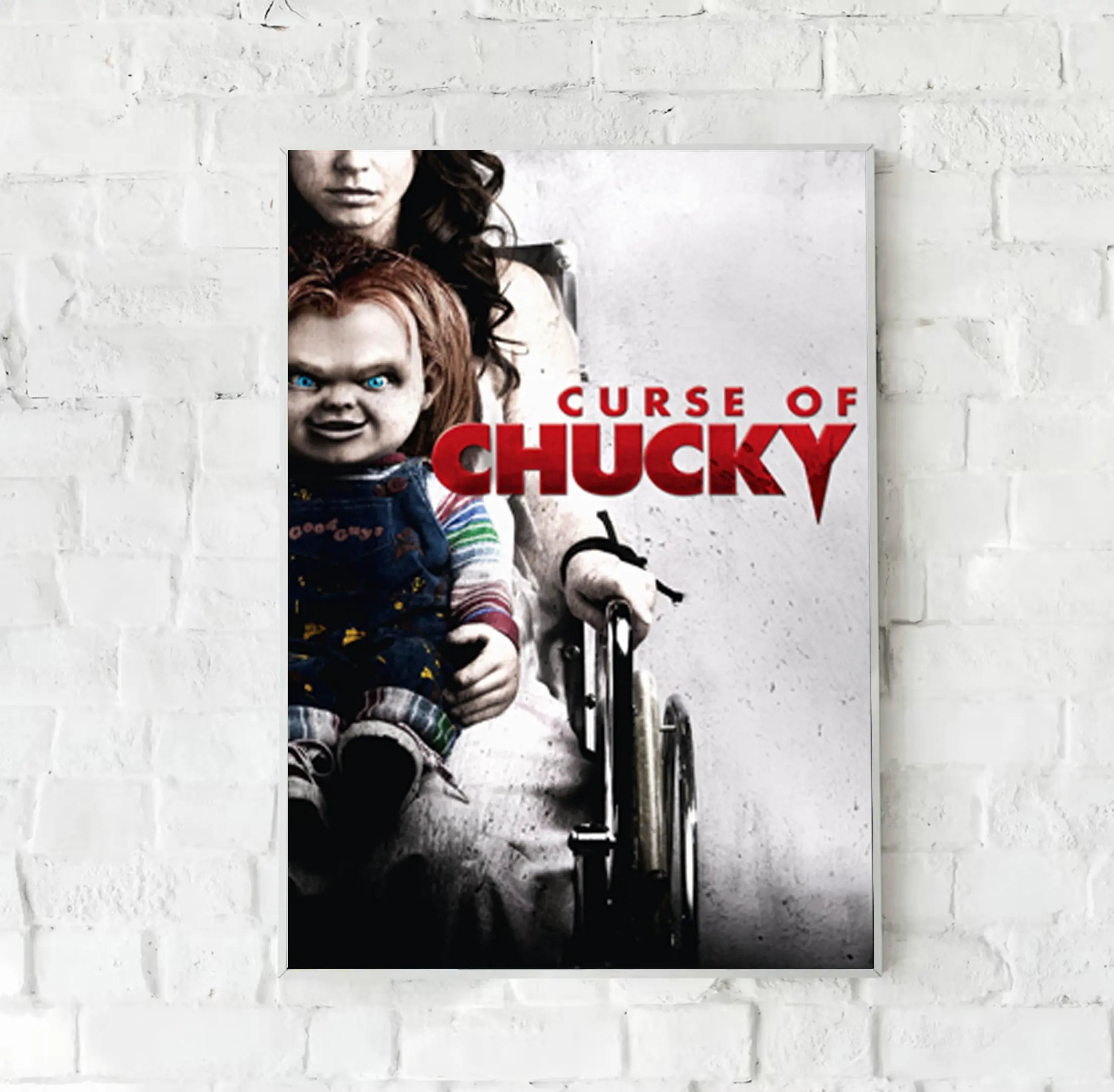 Child's Play 6 Horror Movie Vintage Poster, Curse of Chucky Slasher Film Nica Pierce and Chucky Good Guy Doll Halloween Gift Decor Unframed