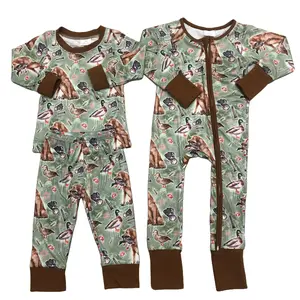 Boy Dog Mallard Hunting Outfit Boy Winter Pajamas Set Sleep Wear