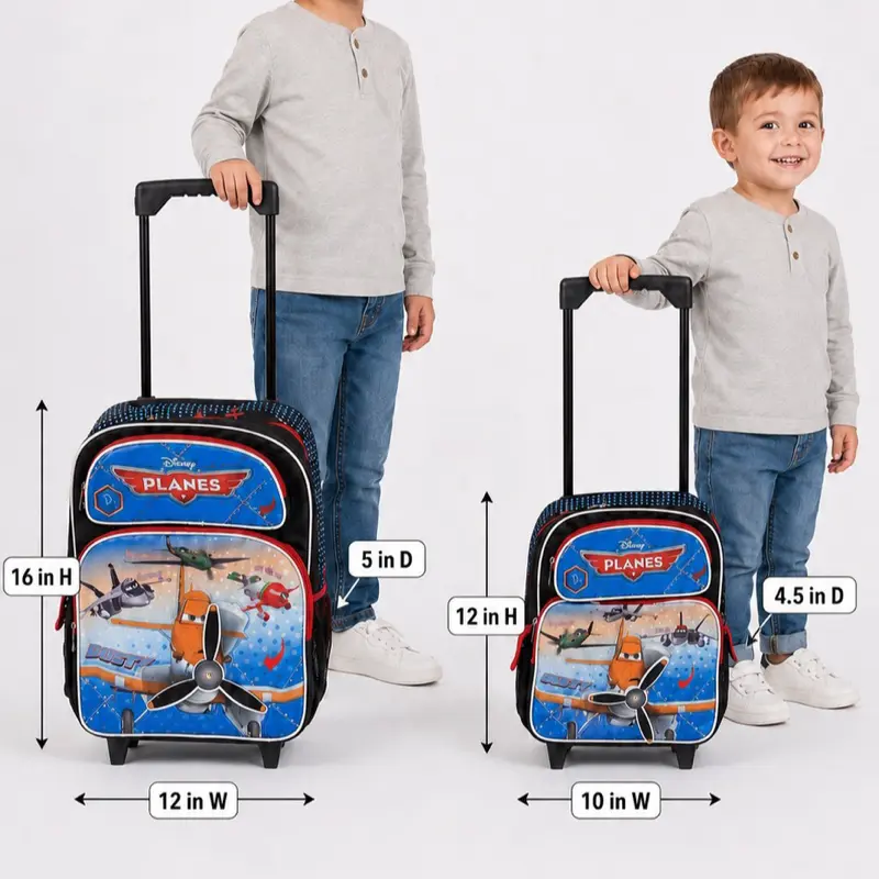 Disney Large Rolling Backpack - Plane School Bag New - Perfect for Kids - Durable and Stylish Design - Ideal for School and Travel