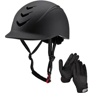 Equestrian Set - Helmet and Gloves for Horseback Riding and Training - Horse Riding Safety Gear Helmets Equestrian Gear Gloves for Women, Man