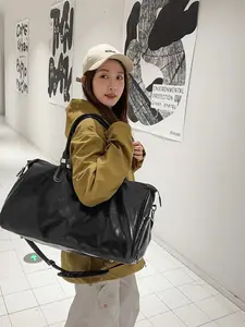 22.83inch Travel Tote Bag, Casual PU Duffel Backpack, Large Capacity Short Trip Bag, Dry Wet Separated Luggage Organizer, Lightweight Student Handbag, Travel Duffle Bag