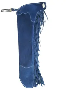 R Bar K/Custom Made Leather Chaps /Size 7/8 Kids Western Show Chaps/Blue Suede Chaps