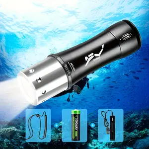 Super Bright Scuba Diving Flashlight with Rechargeable Battery,3Modes L2 Led Underwater Diving Flashlight IPX8 Waterproof for Snorkeling Caving Outdoor Activities