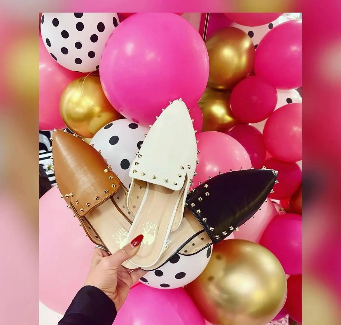 White Studded Mules