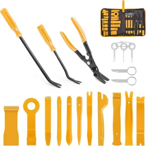 Nilight 19Pcs Trim Removal Tool Set Panel Fastener Clips Removal Automotive Plastic Upholstery Pliers Removal Install Car Tool with Storage Bag for Trim Panel Audio Clip Pliers (Yellow) portable jump starter Vehicle Remover  dealsforyoudays