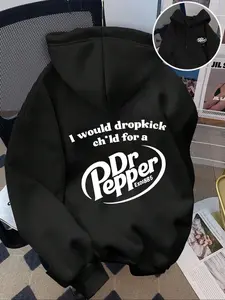 Women's Casual Hooded Drawstring Pocket Sweatshirt, Pepper Print Street Fashion, Geometric Pattern, Fitted Style, All Seasons