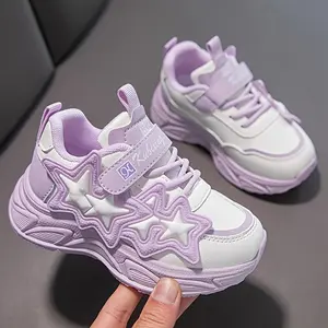 Casual Cute Star Low-Top Mesh Sneakers Girls, Breathable Lightweight Running Shoes, All-Season Footwear