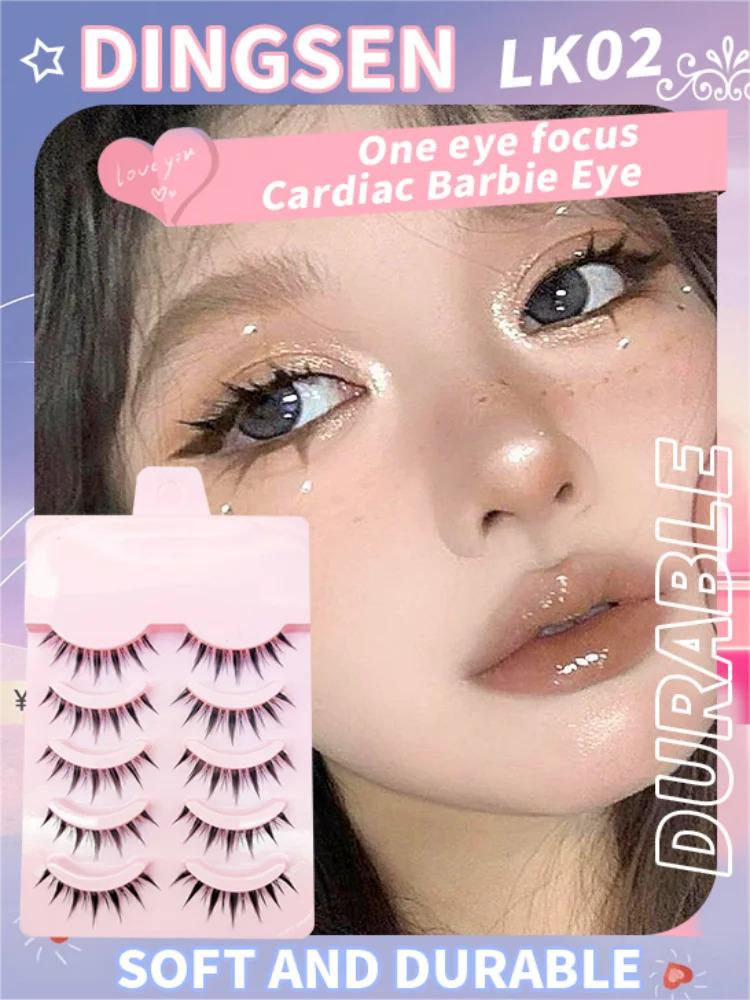 Fake Eyelash Anime Lashes 5 Pairs Little Devil Eyelashes Natural Daily Makeup Manga Eyelashes Clear Band Eyelashes