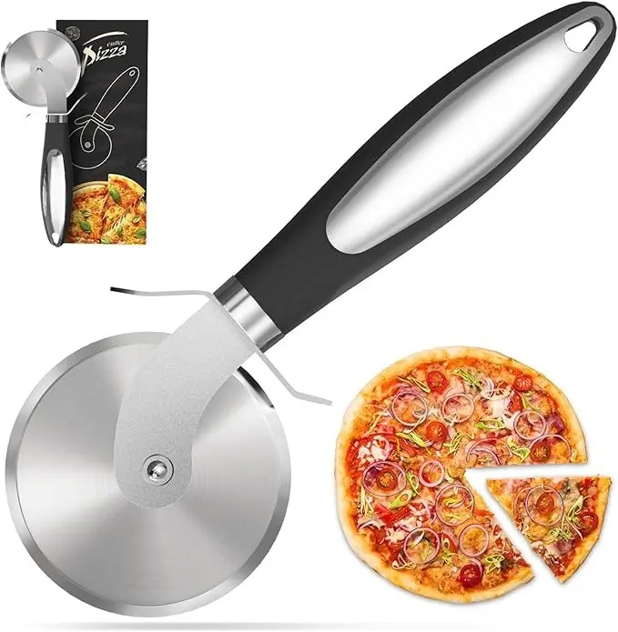 Pizza Cutting Knife - Metal Multi purpose Kitchen Tool with Durable Non stick Aluminum Wheel and Scraper, Plastic Handle - Multi functional Tool for Pizza, Cheese, Cake, and Pie - Perfect Gift for Festivals, Essential Kitchen Tool