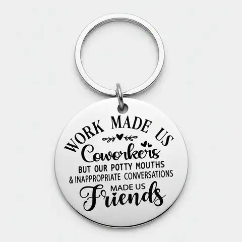 Letter Design Round Shaped Metal Keychain, Coworker Appreciation Slogan Design Stainless Steel Keychain, Fashion Accessories For Gift For Daily Use, Personalized
