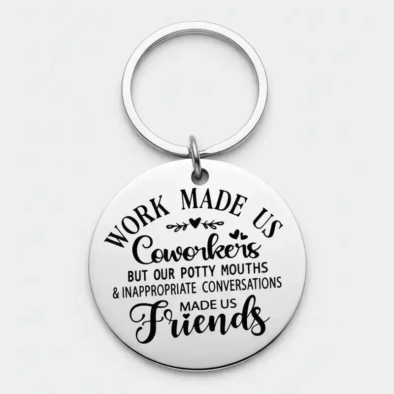 Letter Design Round Shaped Metal Keychain, Coworker Appreciation Slogan Design Stainless Steel Keychain, Fashion Accessories For Gift For Daily Use, Personalized