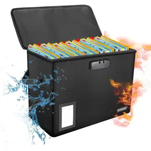 Comic Book Storage Box, Fireproof & Water-Resistant with Lock and Label Window, Moistureproof, Holds 150-175 Comics, Black