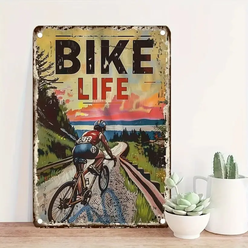 Retro Bicycle Vintage Metal Sign 8x12 Inch Weatherproof Wall Decor Home Decor