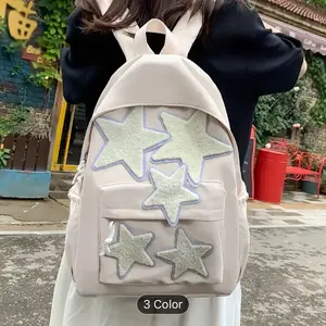 Simple Star Decor School Backpack, Casual All-Match Rucksack, Versatile Travel Backpack