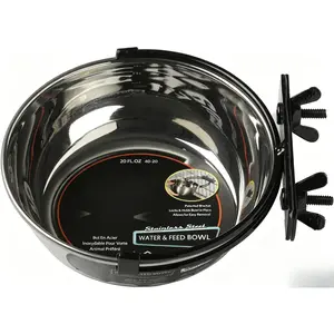 20oz Snap Mount Stainless Steel Pet Crate Bowl Rust Resistant No-Tip Design Secure Wire Cage Mount Food Water Dish For Small Dogs Cats Anti-Spill Kennel Feeding Accessory