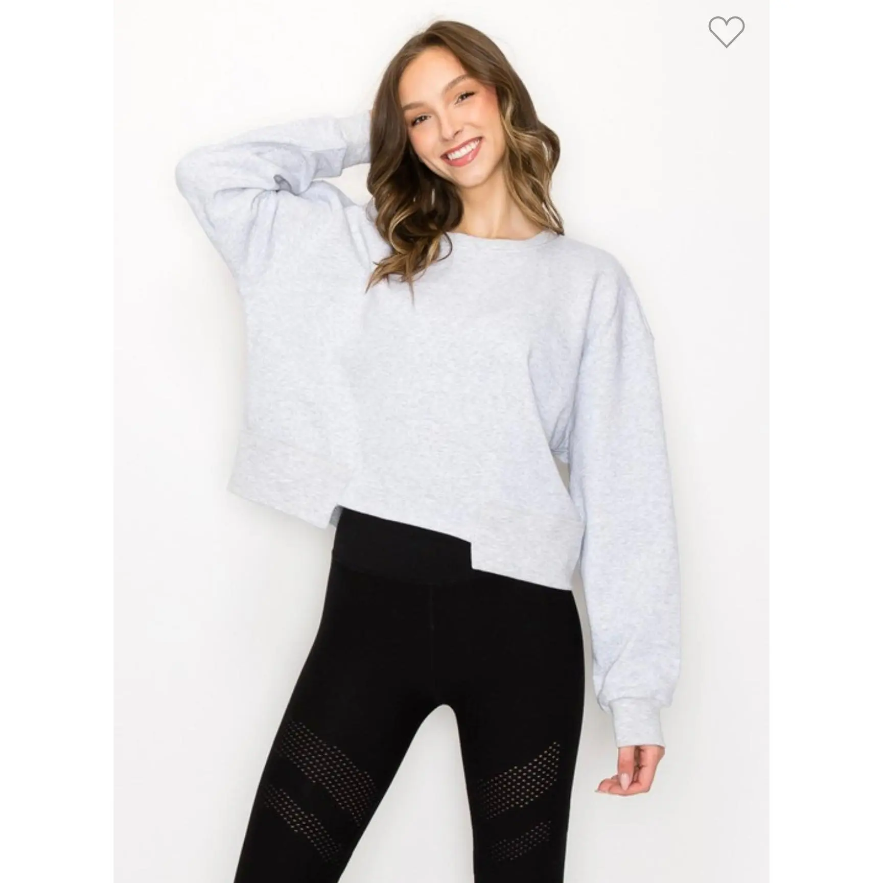 Oversized Cropped Sweatshirt Gray