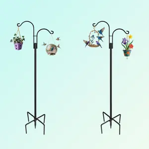 Outdoor Shepherd Hook, Heavy-Duty Steel, Easy One-Person Assembly