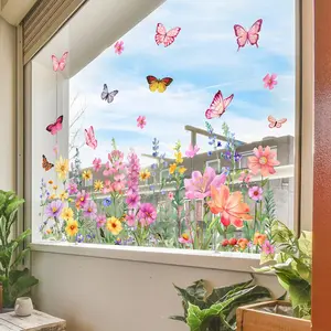 Butterfly & Flower Pattern Static Cling Window Sticker, 2 Sheets/set Double Sided Visual Glass Decorative Sticker, Home Decor for Living Room Bedroom, Ornaments