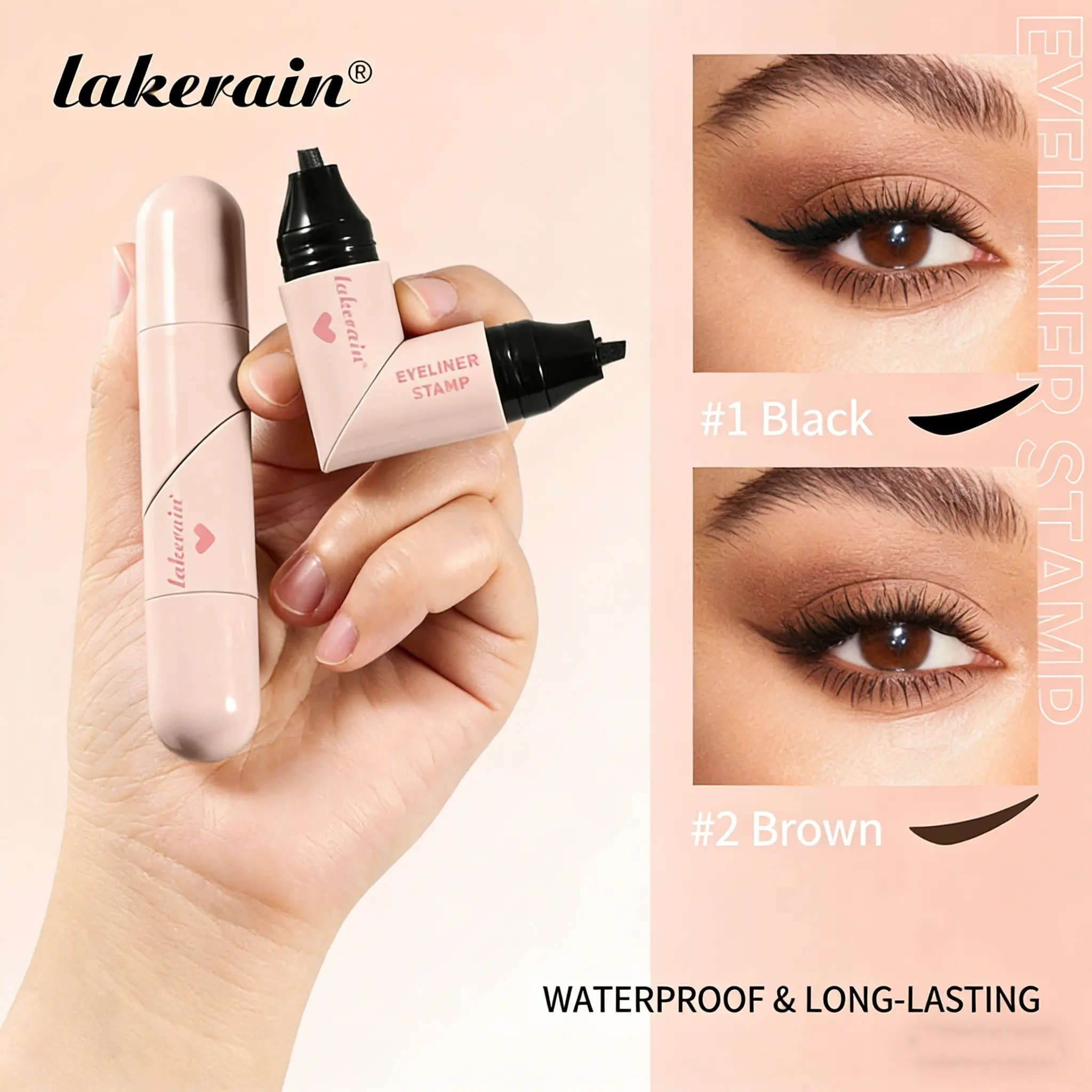 Rotating Winged Liquid Eyeliner Stamp Pen, One-Press Design, Waterproof & Smudge-Proof Quick-Drying, Dual-Head Design for Precise Cat Eye, Ideal for All-Day Wear, Makeup, Longwear Eye Liner