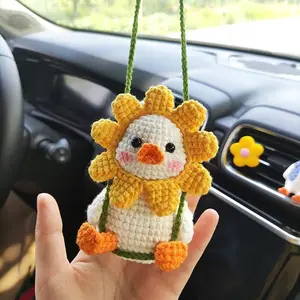 Crocheted Cute Swing Duck Rearview Mirror  Ornament,  Pendant of  Decor, Lucky Interior Decor Accessories ( crochet)