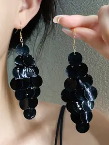 Women's Shell Geometric Dangle Earrings, Elegant Drop Design, Perfect for Daily Wear & Special Occasions, Stylish Jewelry Accessory