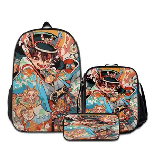 3PCS Toilet-bound-Hanako-kun-Backpacks for Girls Set, Cute School Backpack for Girls Boys with Lunch Box and Pencil Case, Aesthetic Bookbag for Teens, Lightweight Classic Backpack for Travel, Work, Picnic A-73