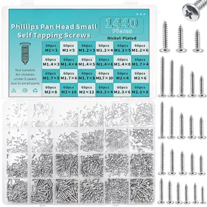 1440 count Mini Screws - Self Tapping Phillip Pan    Screws, M1-M2.3 , 24 Size Assortment
