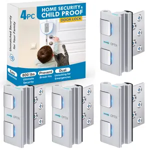 Home Security Door Reinforcement Lock. Childproof Door Reinforcement Lock Upgrade Night Door Security Lock Withstand 800 lbs for Inward Swinging Door