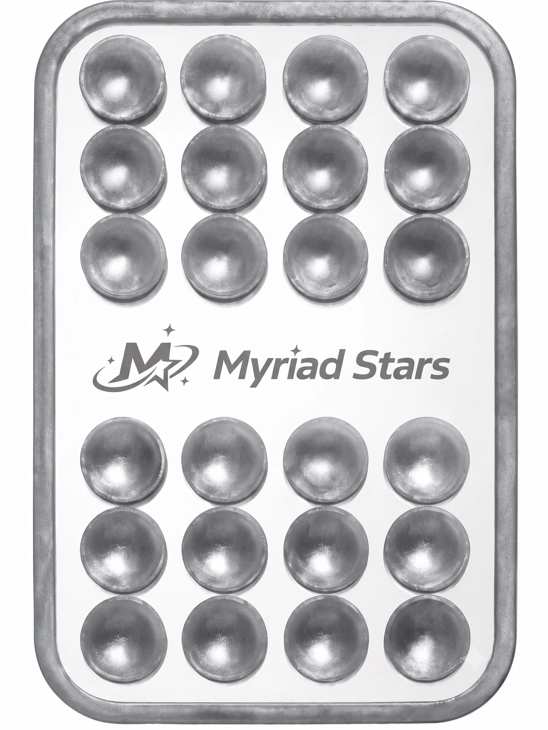 Myriad Stars Mirror Portable Smartphone Accessory - Adhesive Silicone Suction-Cup Grip Mount, Silver Swirl Design, Built-In Mirror, for Creators’ Hands-Free Video Shooting (Fits All Smartphones, 2.6"x3.9")