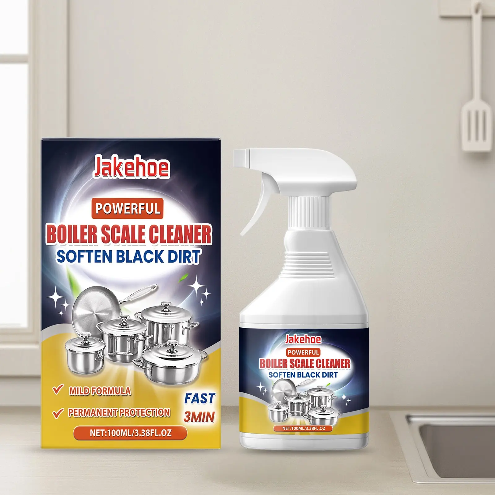 Pot Bottom Stain Remover, Kitchen Counter Cleaner, Multi-Effect Oil Stain Remover, Dishwasher Safe, Effective Household Cleaning Solution, Powerful Cleaner