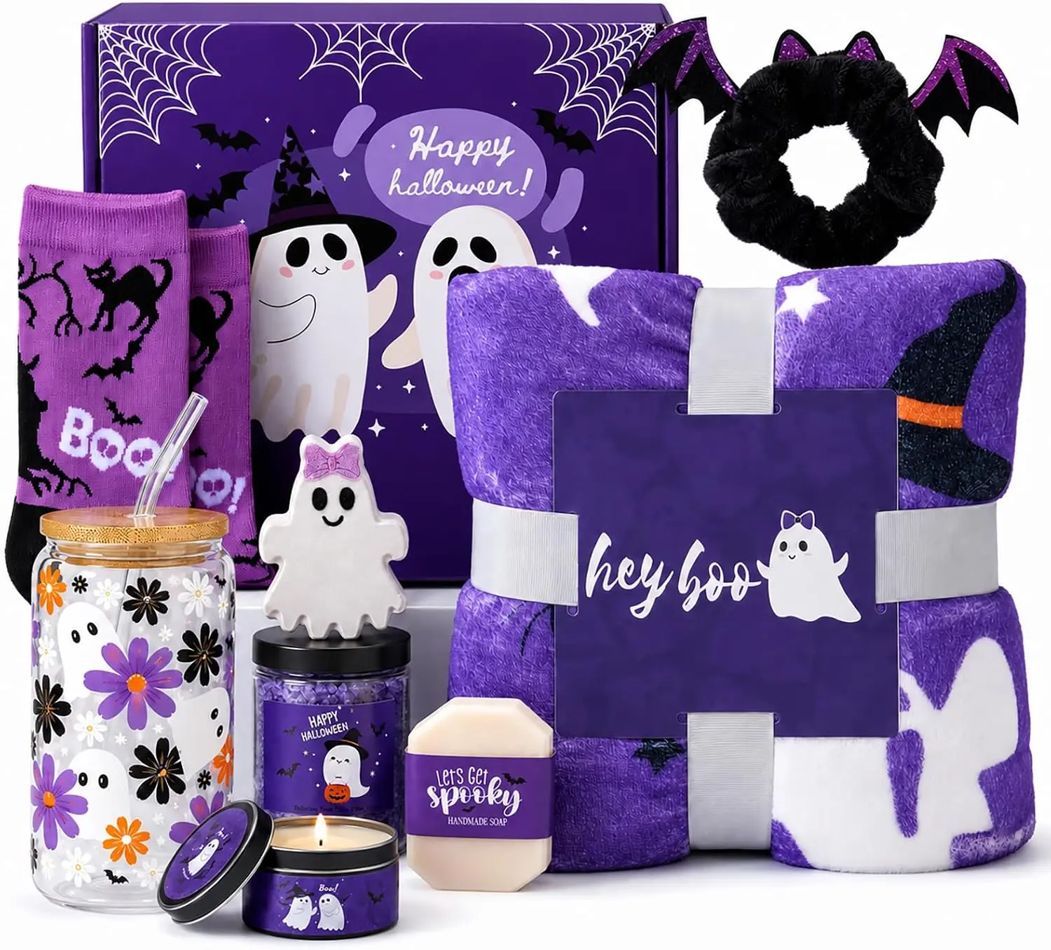 Halloween Gift Boo Basket Stuffers for Women & Teen Girls – Halloween Gift Set with Witch Mug, Cozy Blanket & Relaxing Spa Treats for Mom, Wife & Friends