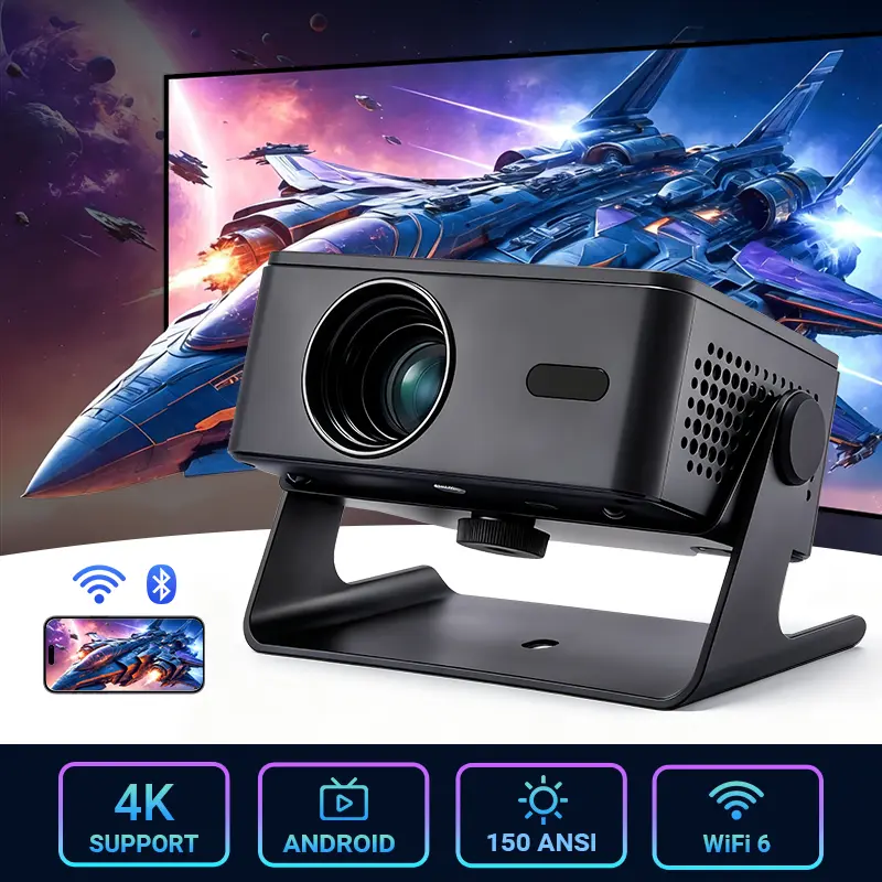 Portable Projector A32, 1080P Full HD Home Theater Projector with Built-in Audio, Auto Focus & Keystone Correction, Android 13, WiFi & Bluetooth, Remote Included