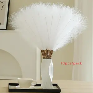 Faux Cortaderia Selloana without Vase, 10pcs/set Artificial Pampas Grass for Home Wedding Party Decoration, Plants Party Atmosphere Decorations, Home Decor, Faux Plants Indoor