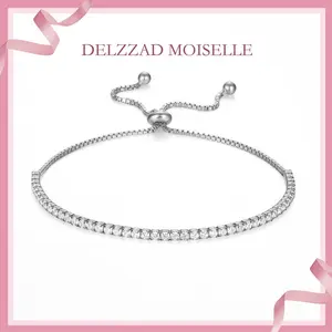 Delzzad Starlight Adjustable Zirconia Silver-plated Bracelet Perfect Birthday Engagement Wedding Anniversary Gift