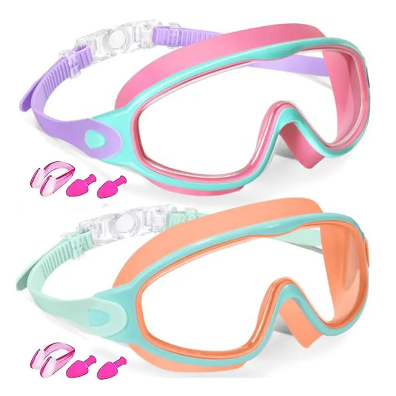 Kids Swim Goggles 2 Pack Anti-Fog UV Protection Leak Proof Swimming Goggles with Ear Plugs Nose Clip Kids Swim Goggles 2 Pack Anti-Fog UV Protection Leak Proof Swimming Goggles with Ear Plugs Nose Clip