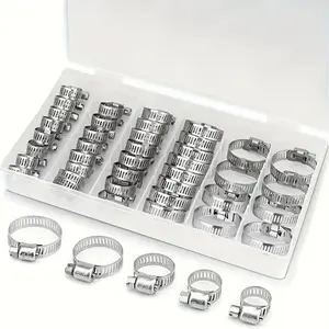 Stainless Steel Hose Clamp Set, Adjustable Hose Clamp with Rubber Handle, Pipe & Fuel Line Clamp Kit for Cooler, Pipe, Fuel Line, Industrial, Hardware