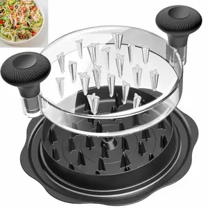 Chicken Shredder for Pulled Pork & Beef - Manual Meat Shredding Tool with Handles & Clear Lid - Easy Prep Kitchen Gadget - Black