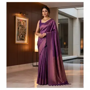 Trendy Banarasi Silk Saree - Unstitched, Plain, Hand Wash, Ideal for Weddings, Parties, and Traditional Events Enhance Formal Gatherings