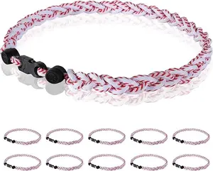 12 Pack Baseball Necklace 18inch, Team Gift for Baseball Funs, Three Braided Titanium Tornado Rope Design, with Muti - Color for Pick