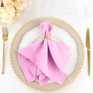 5 Pack Polyester Napkins 17"x17" Pink - Wrinkle Resistant & Easy Care Cloth Napkins