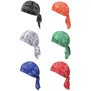 6-Pack Outdoor Cycling Pirate Hat Digital Print Single Paisley Multicolor Street Dance Hip-Hop Bandana Hat for Versatile Use