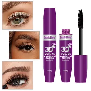 3D Volume Waterproof and anti halo Mascara, 24h Long Lash Silk Fiber Mascara, eyelash makeup lengthening thick curling Natural Moisturizer Fast/Quick Dry Mascara
