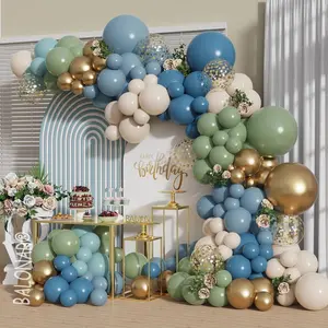 Dusty Blue Sage Green Balloon Garland Arch Kit with152Pcs Pastel Fog Blue Beige  Confetti Balloons for Boho Birthday Wedding  Bridal Shower Party Decorations
