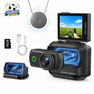 4K Action Camera Magnetic Kit with Neck Strap Detachable Live View Monitor First-Person Vlog Set Cap Magnetic Accessory for Outdoor Use 16GB Memory Card Included fathersdaygift