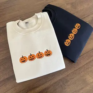 Embroidered Pumpkin Sweatshirt, Halloween crewneck, Jack-o-Lantern Sweatshirt, Fall Sweatshirt, Spooky Season crewneck, Halloween Sweatshirt